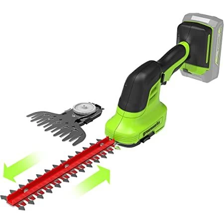 GYVATVORIŲ ŽIRKLĖS SU DVEJAIS SKIRTINGO ILGIO PEILIAIS Greenworks G24SHTK2 GYVATVORIŲ ŽIRKLĖS SU DVEJAIS SKIRTINGO ILGIO PEILIAIS Greenworks G24SHTK2