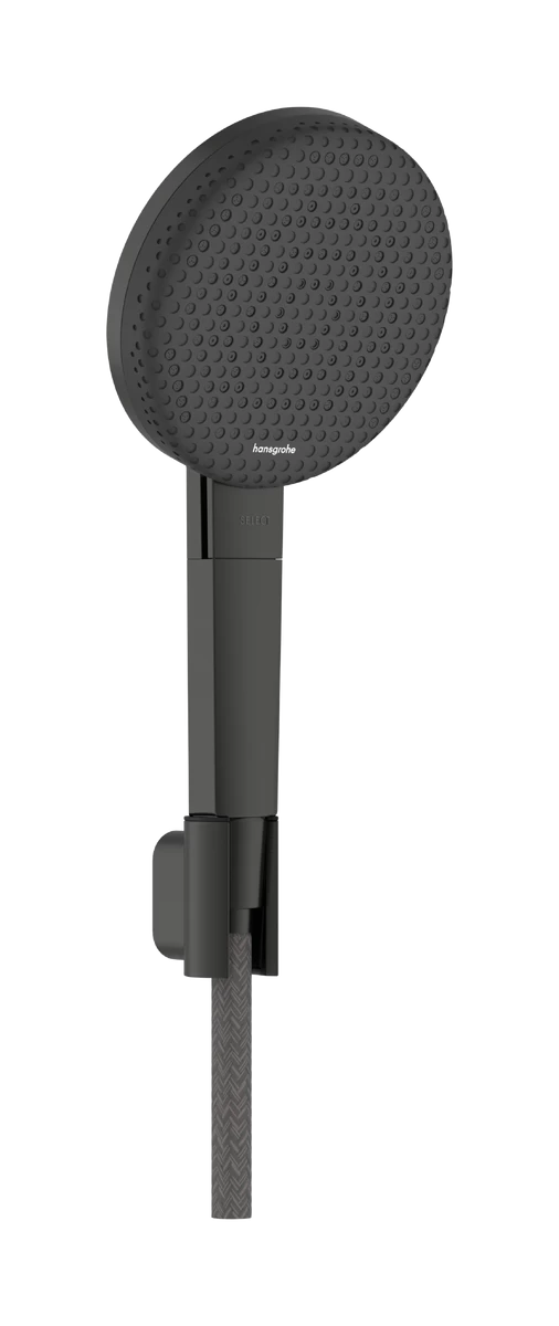 Hansgrohe dušo kpmplektas Raindance Alive Select S su laikikliu ir dušo žarnele Designflex 160cm. Brushed black chrome, 24611340