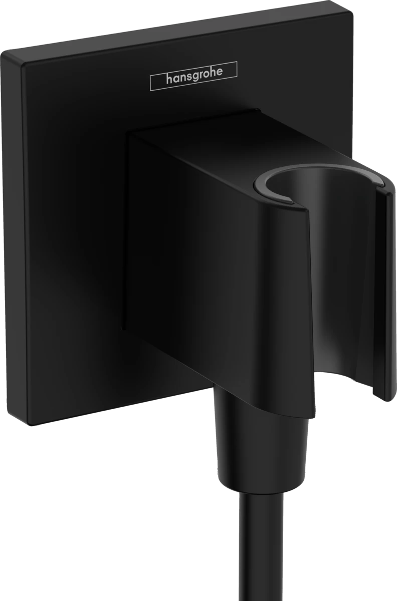 Hansgrohe sieninė dušo žarnos jungtis su laikikliu dušo galvai FIX FIT E, mat. juoda, 26889670