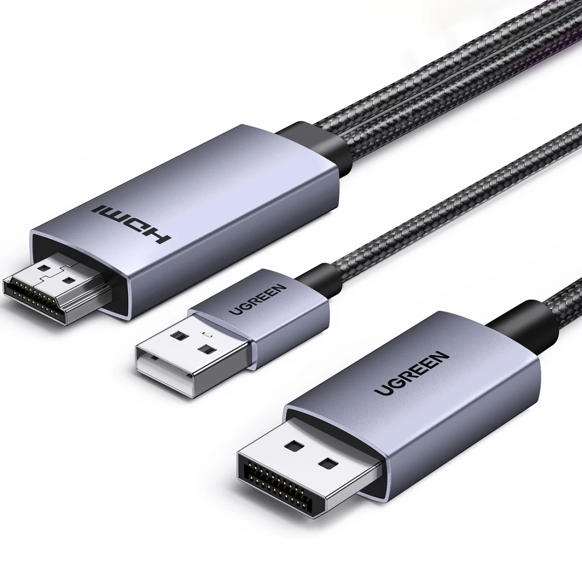 Hdmi Kryptinis Kabelis - Displayport 4k 60hz 2 M - Pilkas