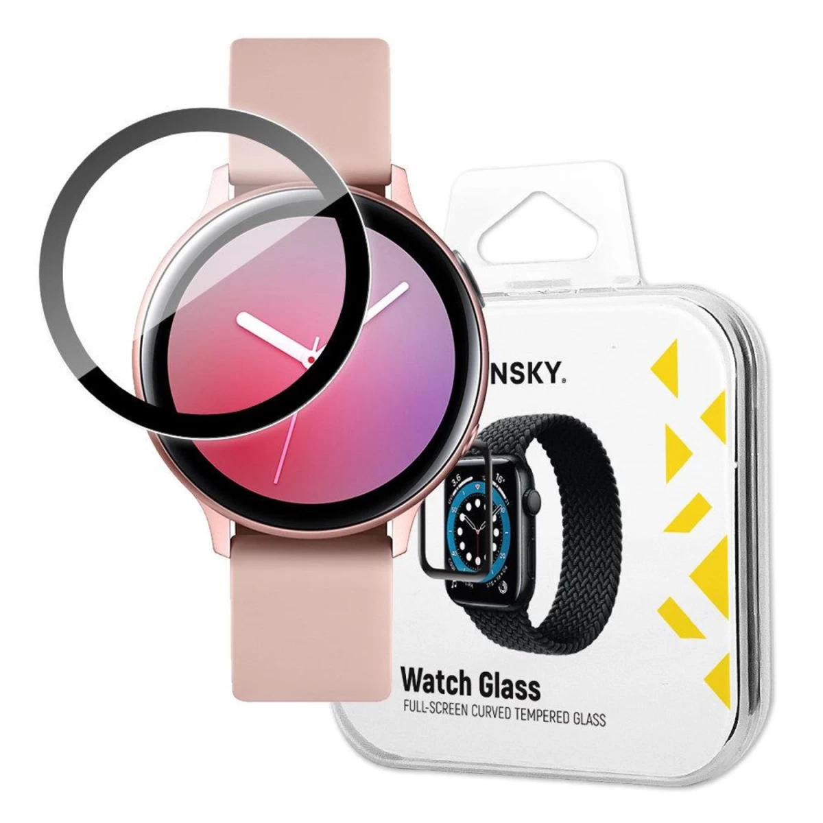 Hibridinis Apsauginis Stiklas samsung Galaxy Watch Active 2 44 Mm, Juodos Spalvos.