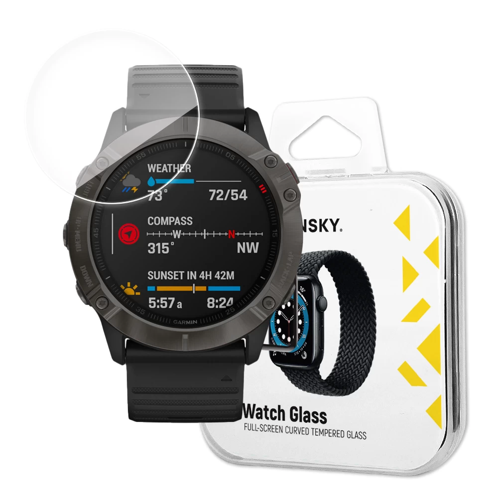 Hibridinis Apsauginis Stiklas, Skirtas garmin Fenix 6x, Skaidrus