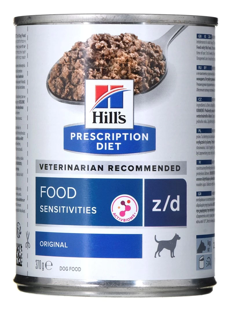 Hill's Prescription Diet z/d dietinis šlapias pašaras suaugusiems šunims, maisto netoleravimui, 370g