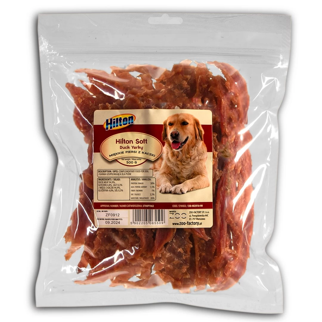 HILTON Soft Duck Jerky šunų skanėstas, 500 g