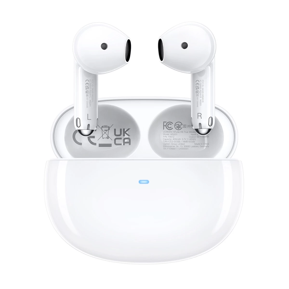 Hitune H5 Tws bluetooth Belaidės Ausinės: 5.3 Usb-c Baltos Spalvos