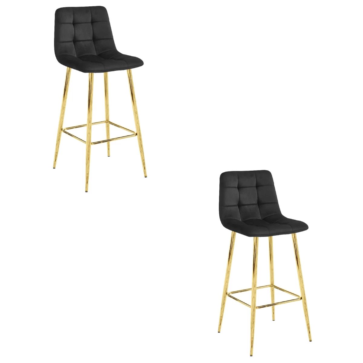 Hocker Arceto - Juodas Aksomas / Auksinės Kojos X 2