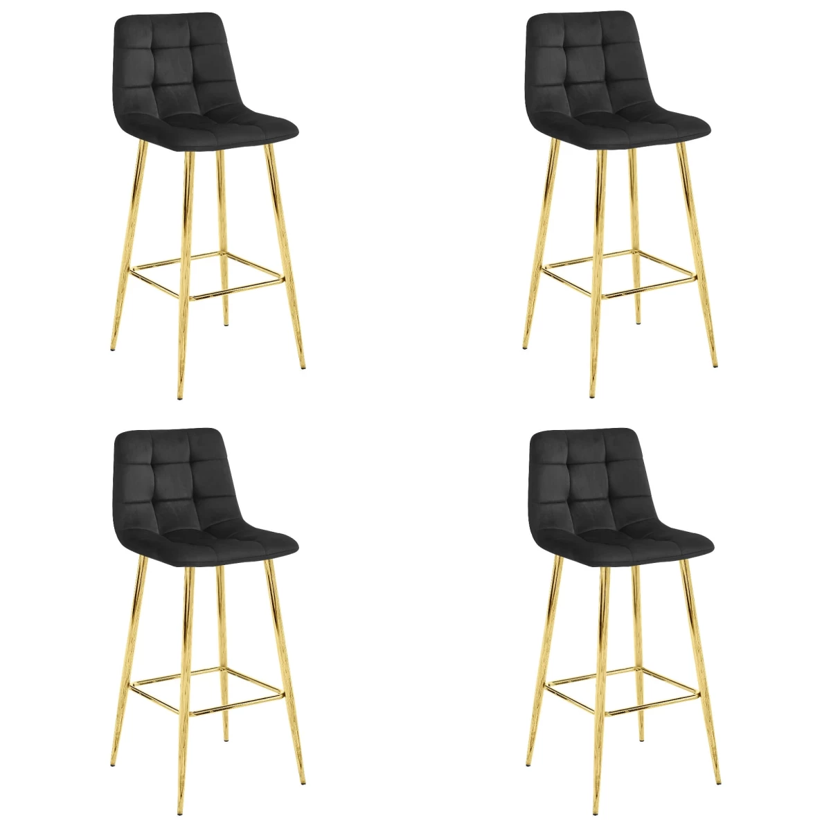 Hocker Arceto - Juodas Aksomas / Auksinės Kojos X 4