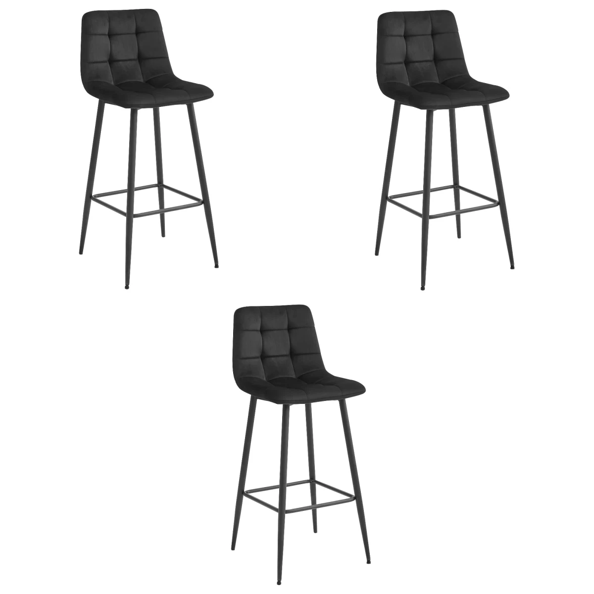 Hocker Arceto - Juodas Aksomas / Juodos Kojos X 3