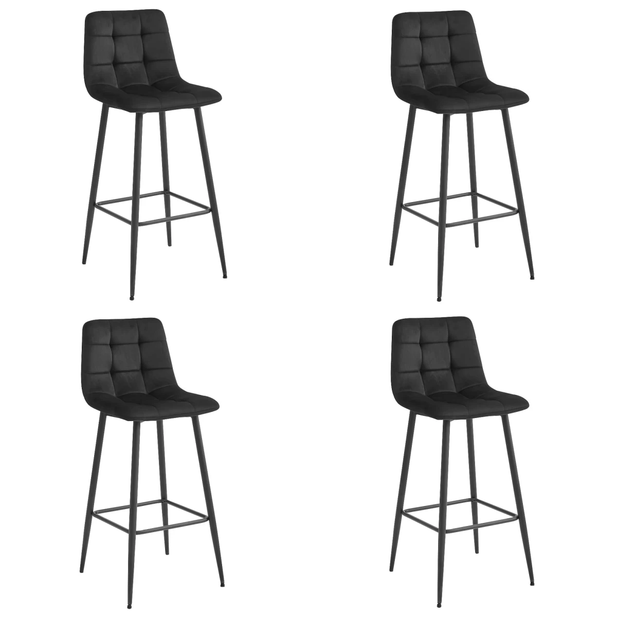 Hocker Arceto - Juodas Aksomas / Juodos Kojos X 4