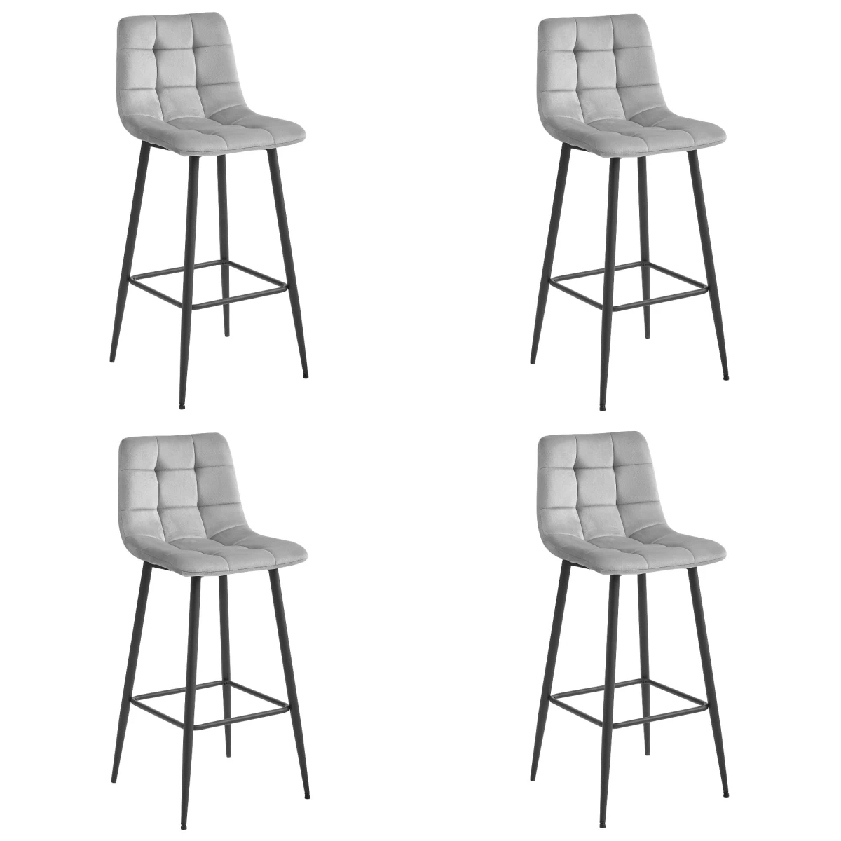 Hocker Arceto - Sidabriškai Pilkas Aksomas / Juodos Kojos X 4