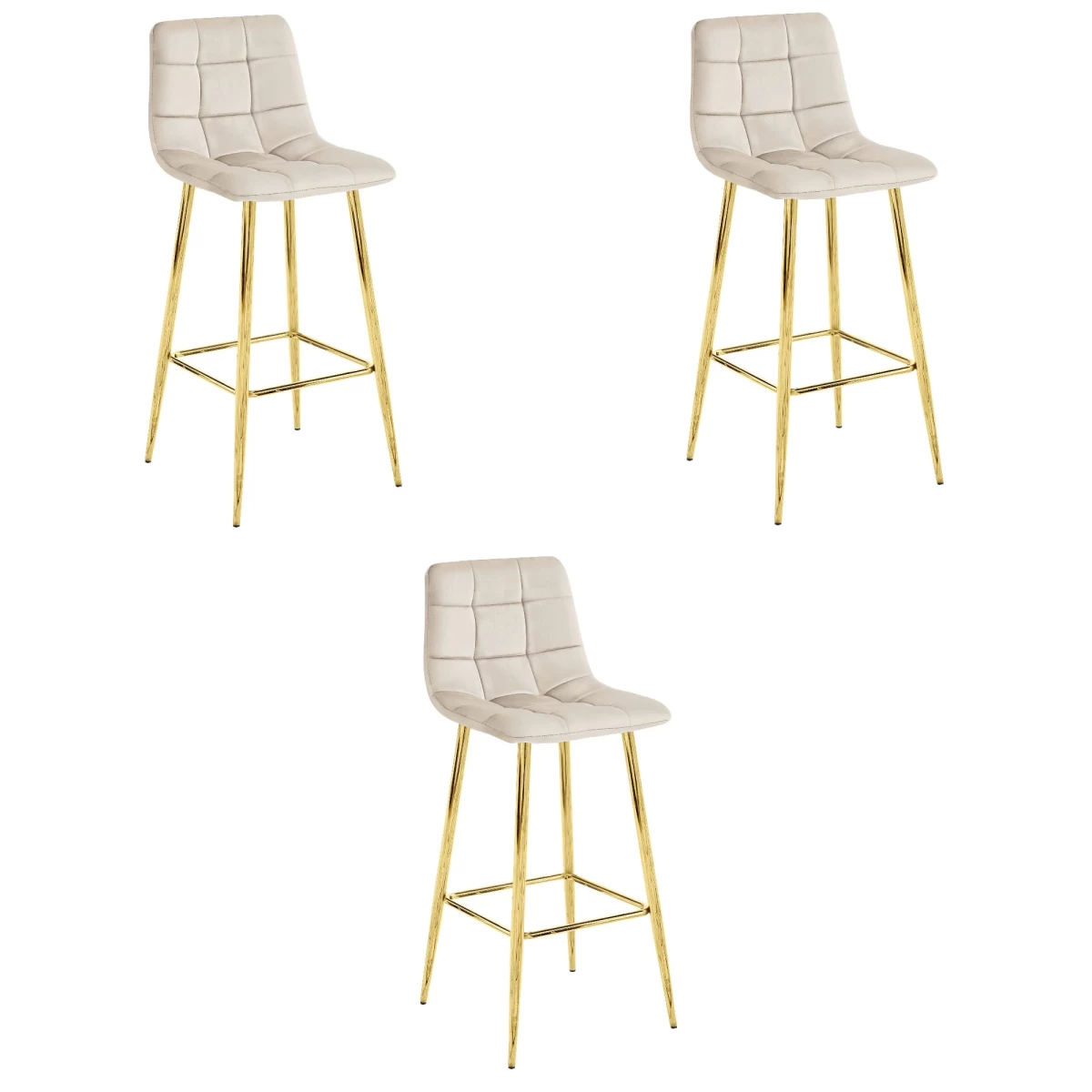 Hocker Arceto - Smėlio Spalvos Aksomas / Golden Kojos X 3