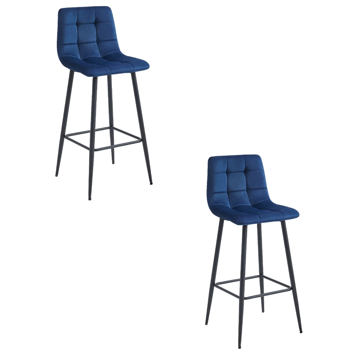 Hocker Arceto - Tamsiai Mėlynas Aksomas / Juodos Kojos X 2
