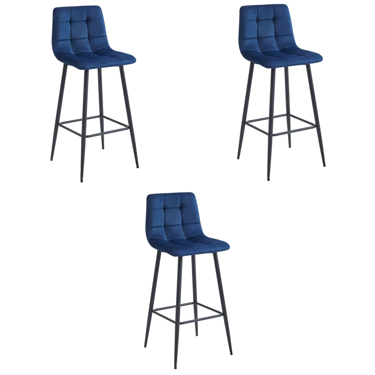 Hocker Arceto - Tamsiai Mėlynas Aksomas / Juodos Kojos X 3