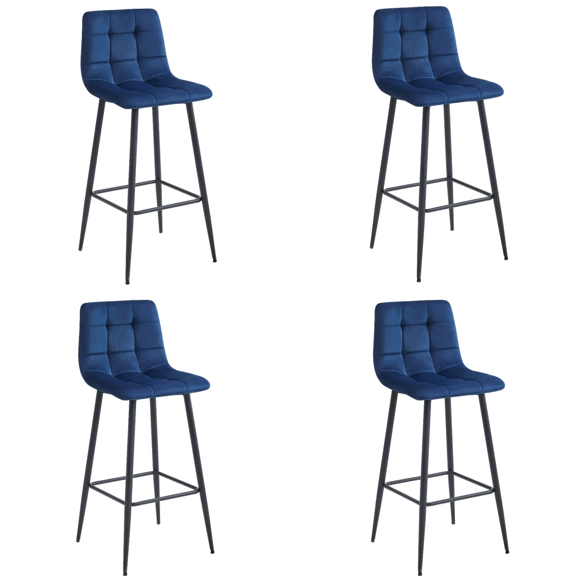 Hocker Arceto - Tamsiai Mėlynas Aksomas / Juodos Kojos X 4