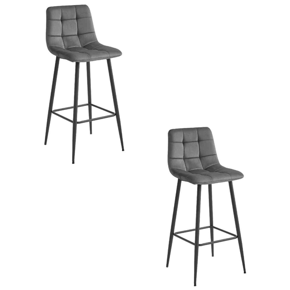 Hocker Arceto - Tamsiai Pilkas Aksomas / Juodos Kojos X 2
