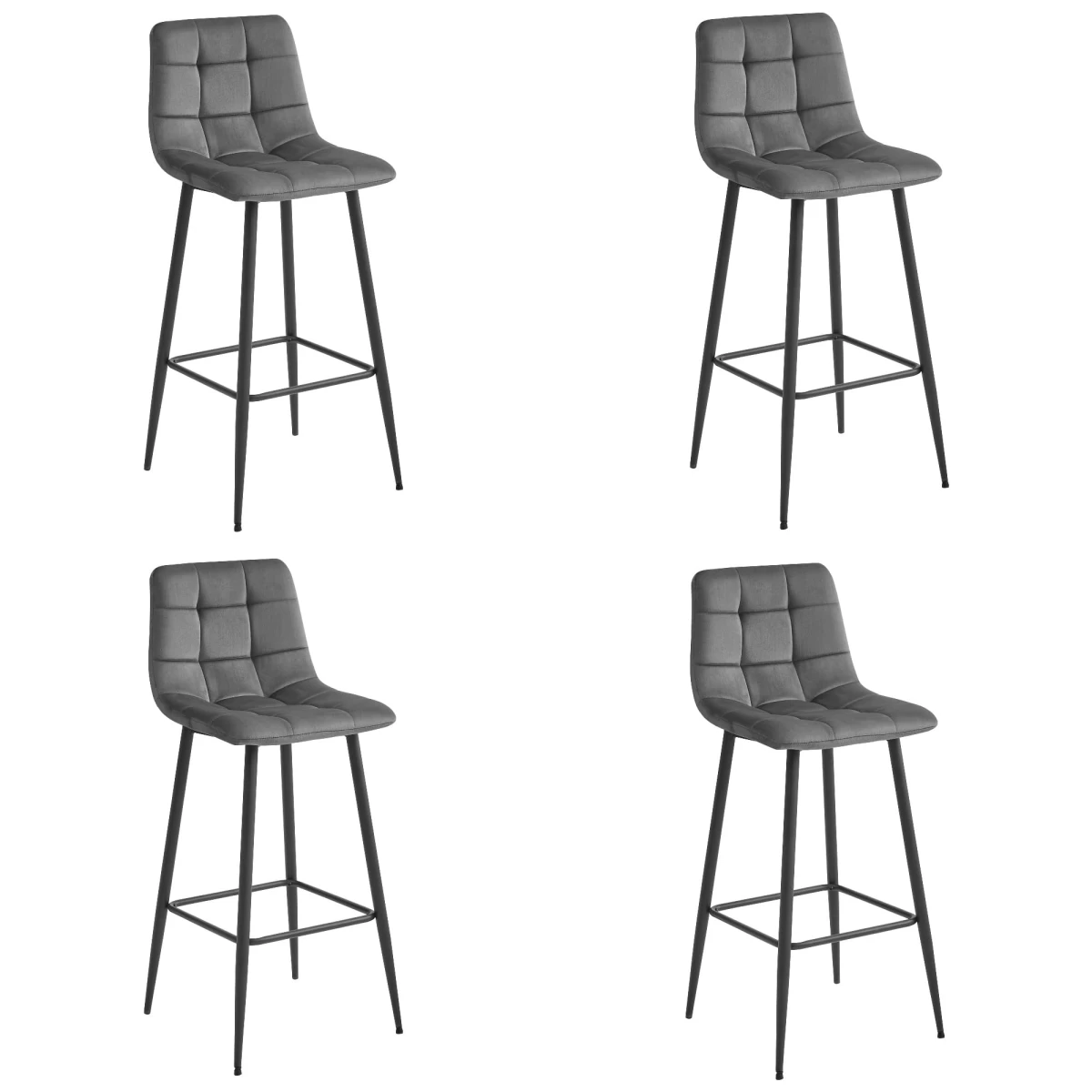 Hocker Arceto - Tamsiai Pilkas Aksomas / Juodos Kojos X 4