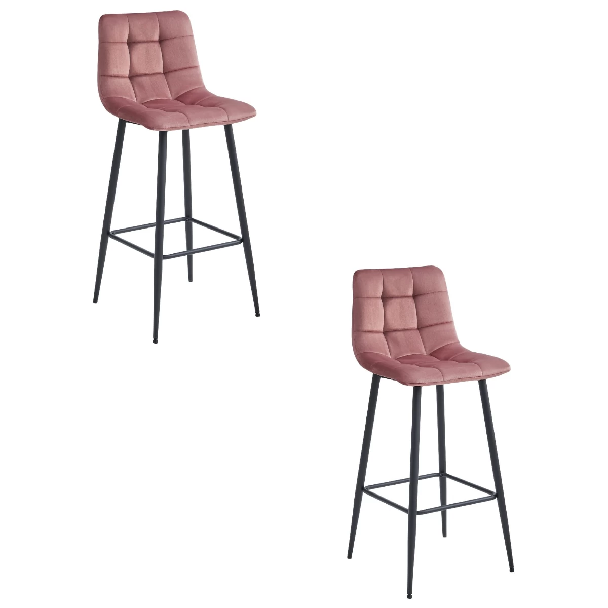 Hocker Arceto - Tamsiai Rožinis Aksomas / Juodos Kojos X 2