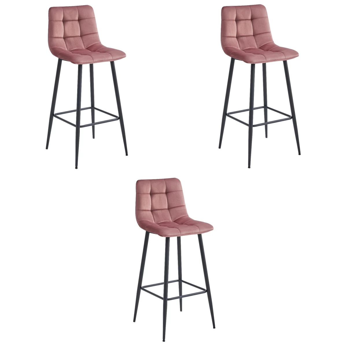 Hocker Arceto - Tamsiai Rožinis Aksomas / Juodos Kojos X 3