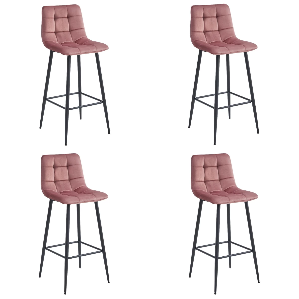 Hocker Arceto - Tamsiai Rožinis Aksomas / Juodos Kojos X 4