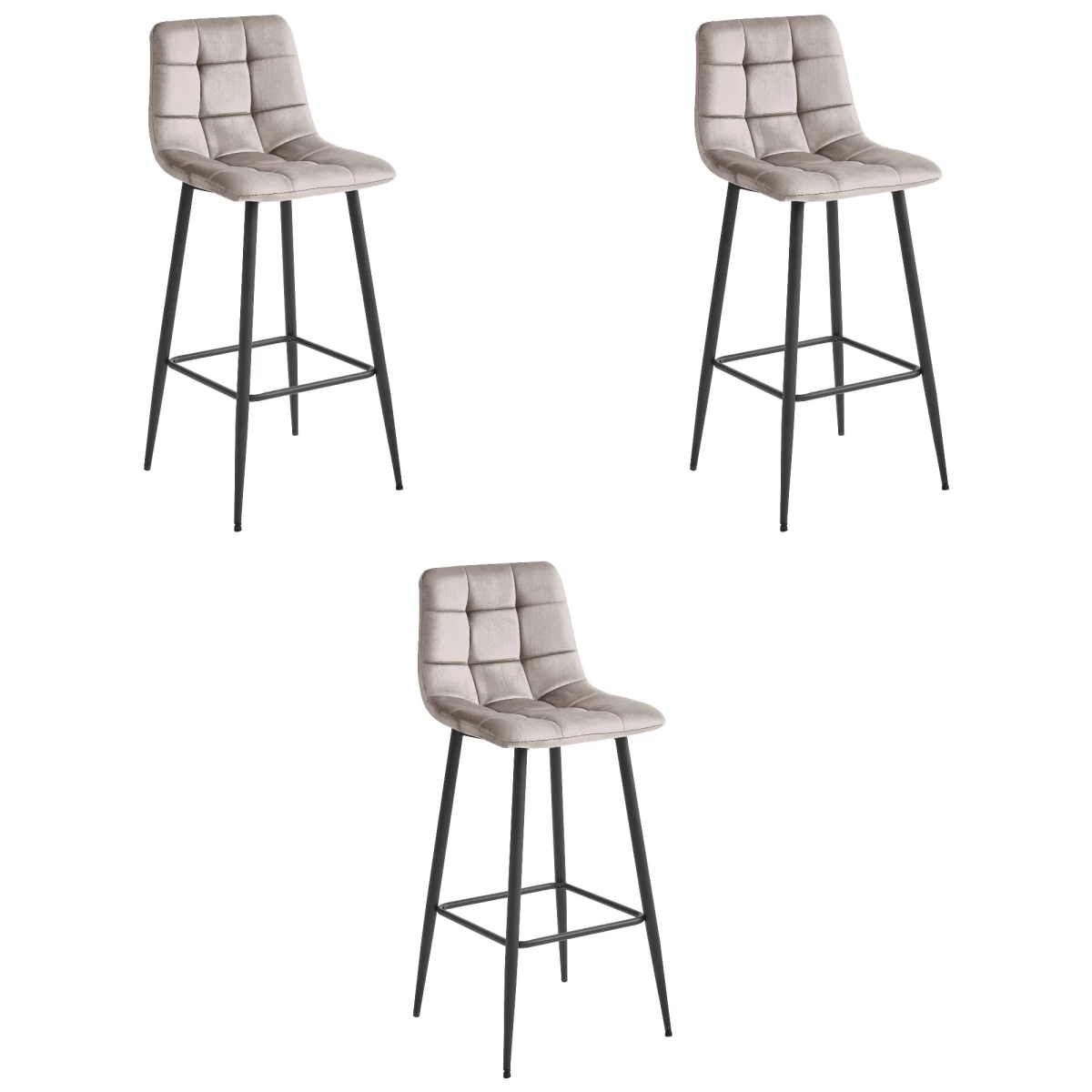Hocker Arceto - Tamsiai Smėlio Spalvos Aksomas / Juodos Kojos X 3