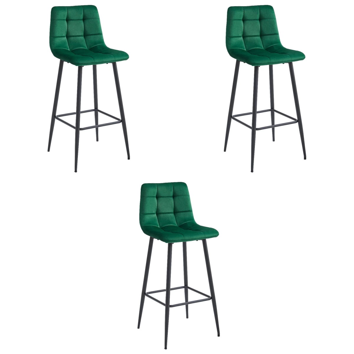 Hocker Arceto - Tamsiai žalias Aksomas / Juodos Kojos X 3