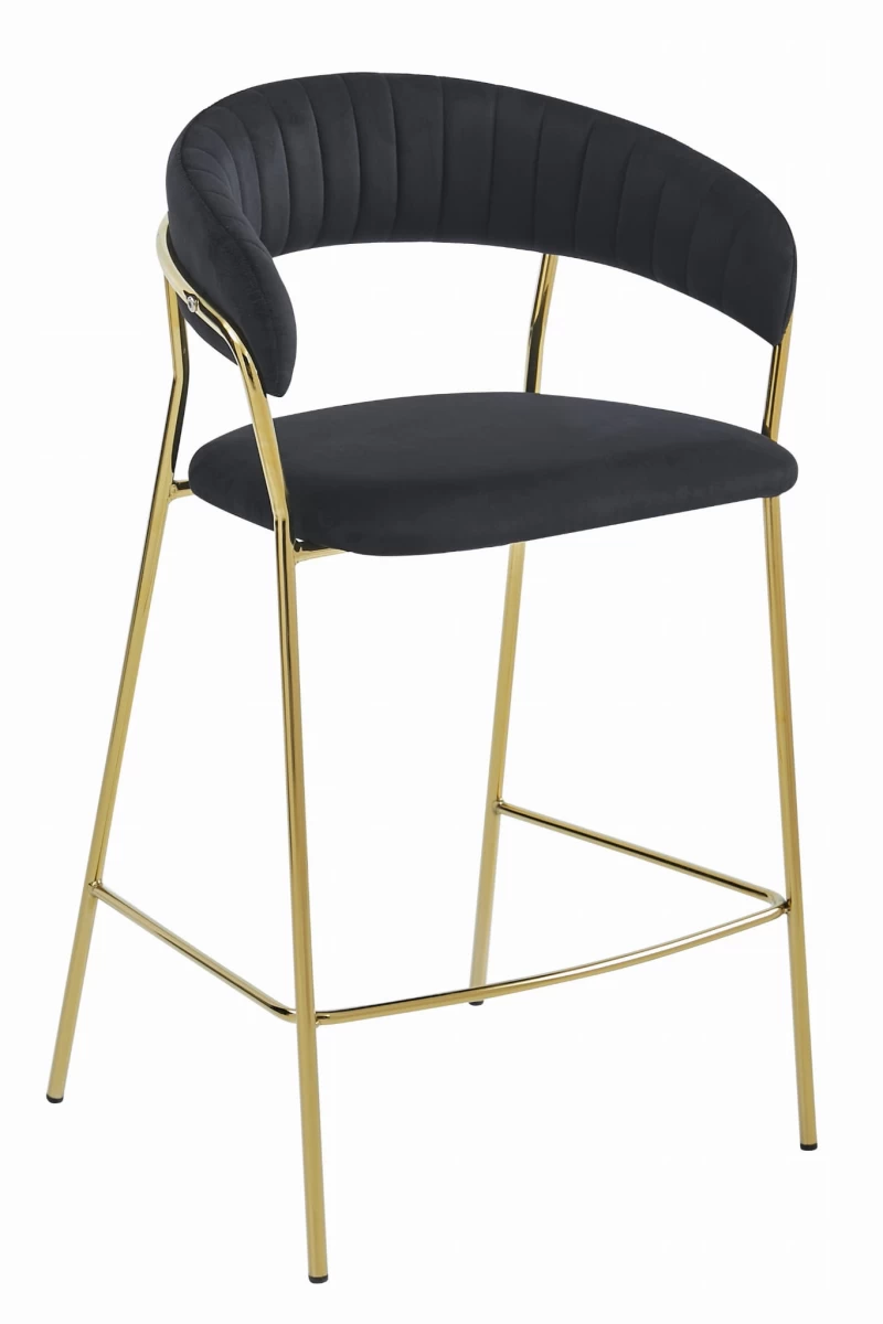 Hocker Badia - Juodas Aksomas / Auksinės Kojos X 1