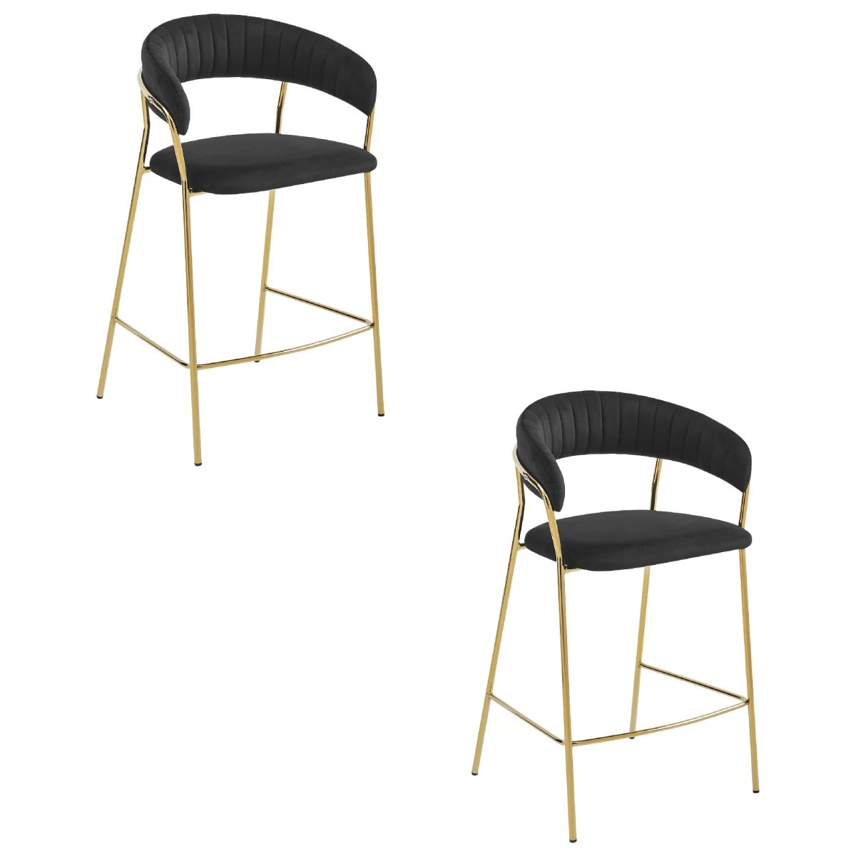 Hocker Badia - Juodas Aksomas / Auksinės Kojos X 2
