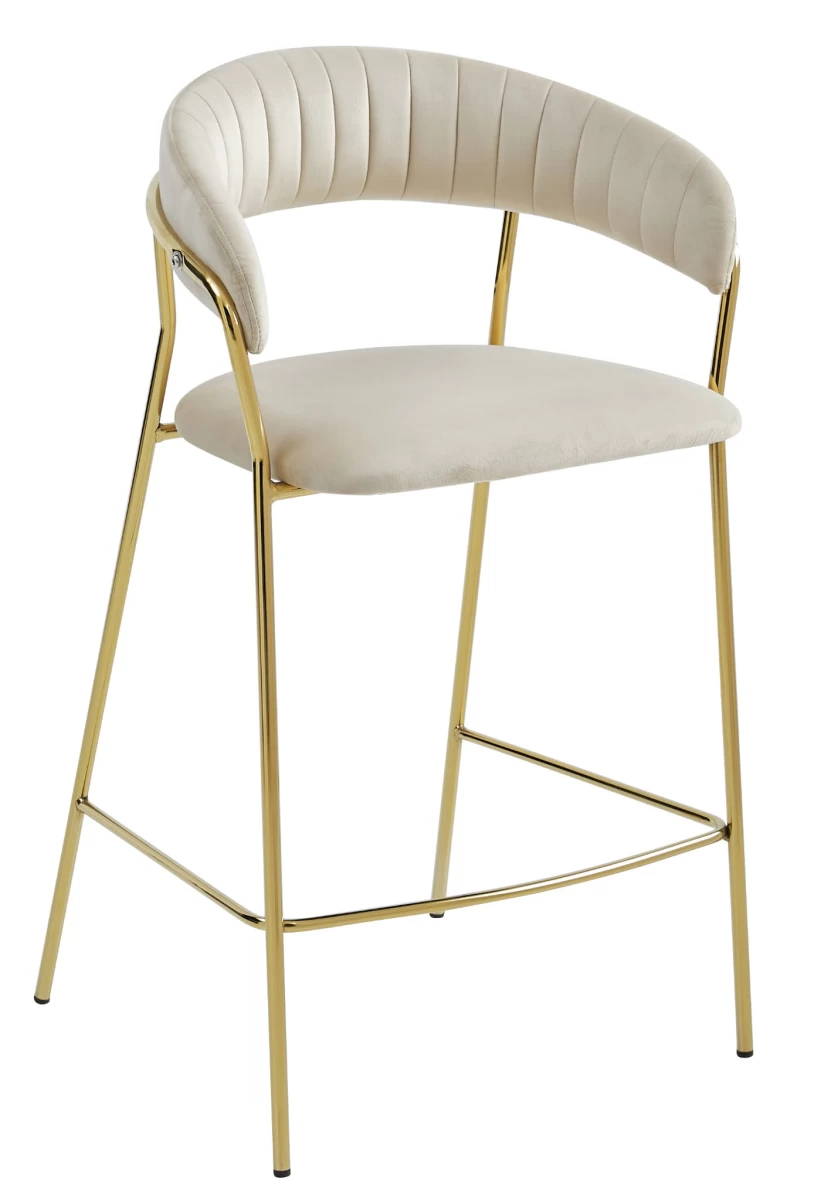 Hocker Badia - Smėlio Spalvos Aksomas / Auksinės Kojos X 1