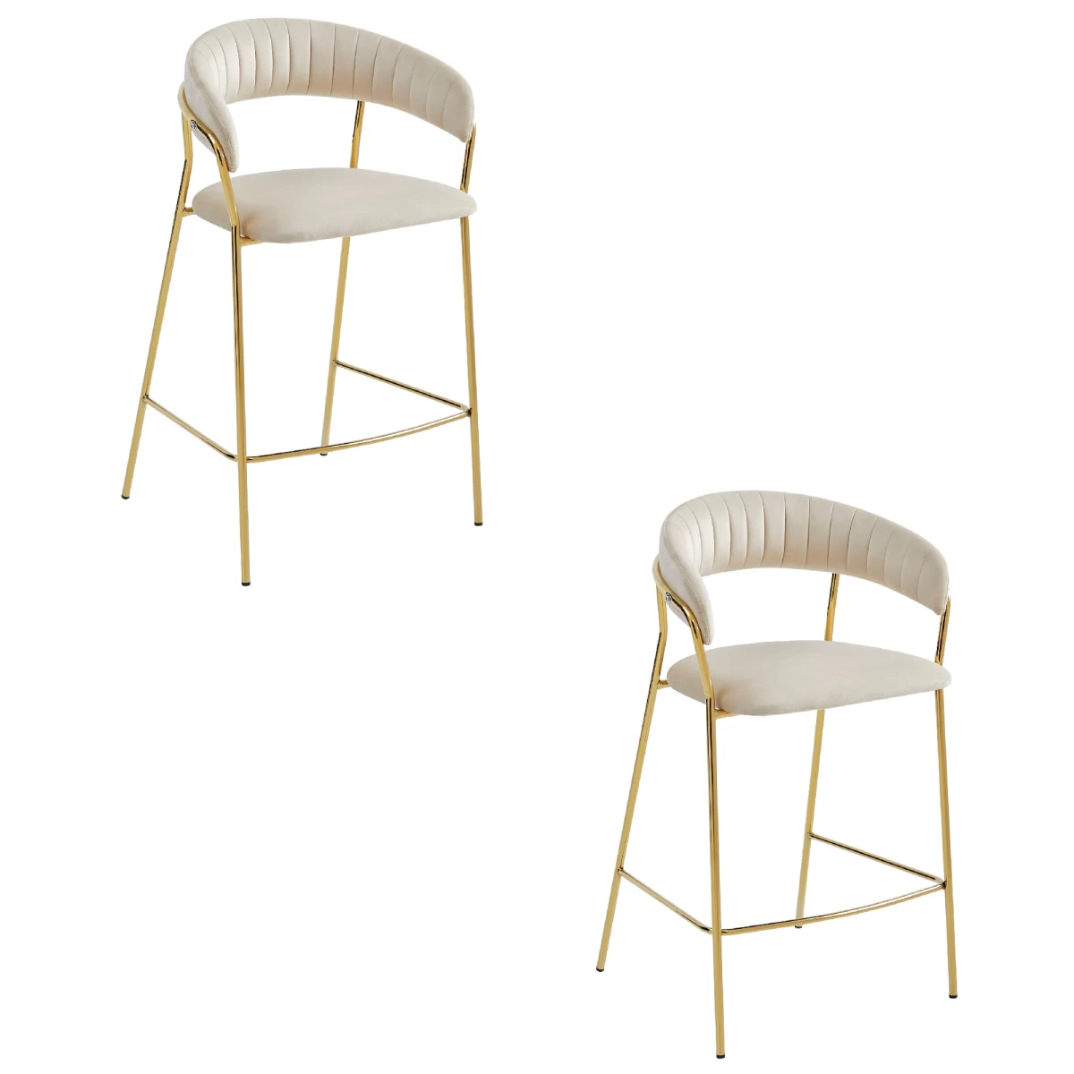 Hocker Badia - Smėlio Spalvos Aksomas / Auksinės Kojos X 2