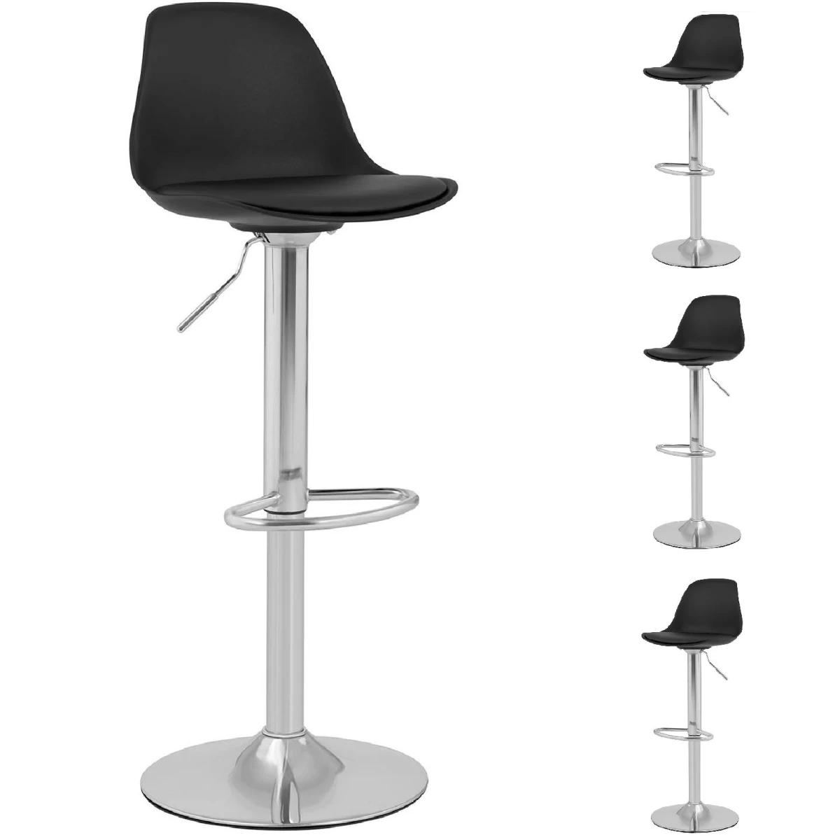 Hocker Baro Kėdė, Pasukama Kėdė, Apmušta 4 Vnt., Juoda