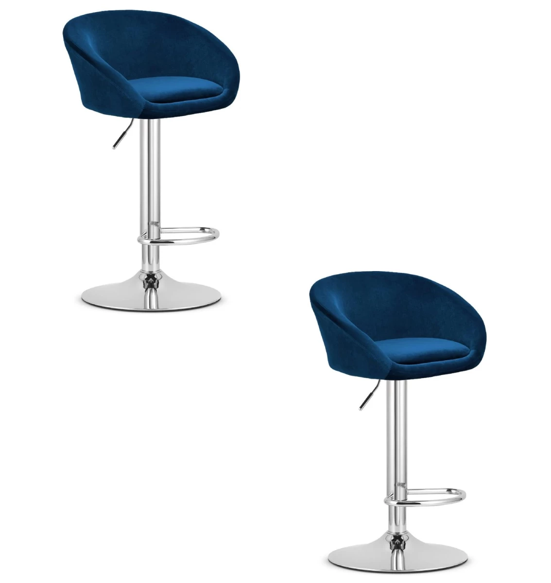 Hocker East - Tamsiai Mėlynas Aksomas / Chromuotas Pagrindas X 2