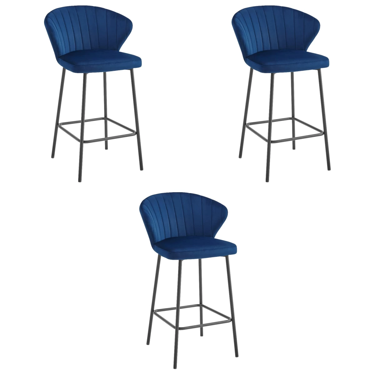 Hocker Gatta - Tamsiai Mėlynas Aksomas / Juodos Kojos X 3