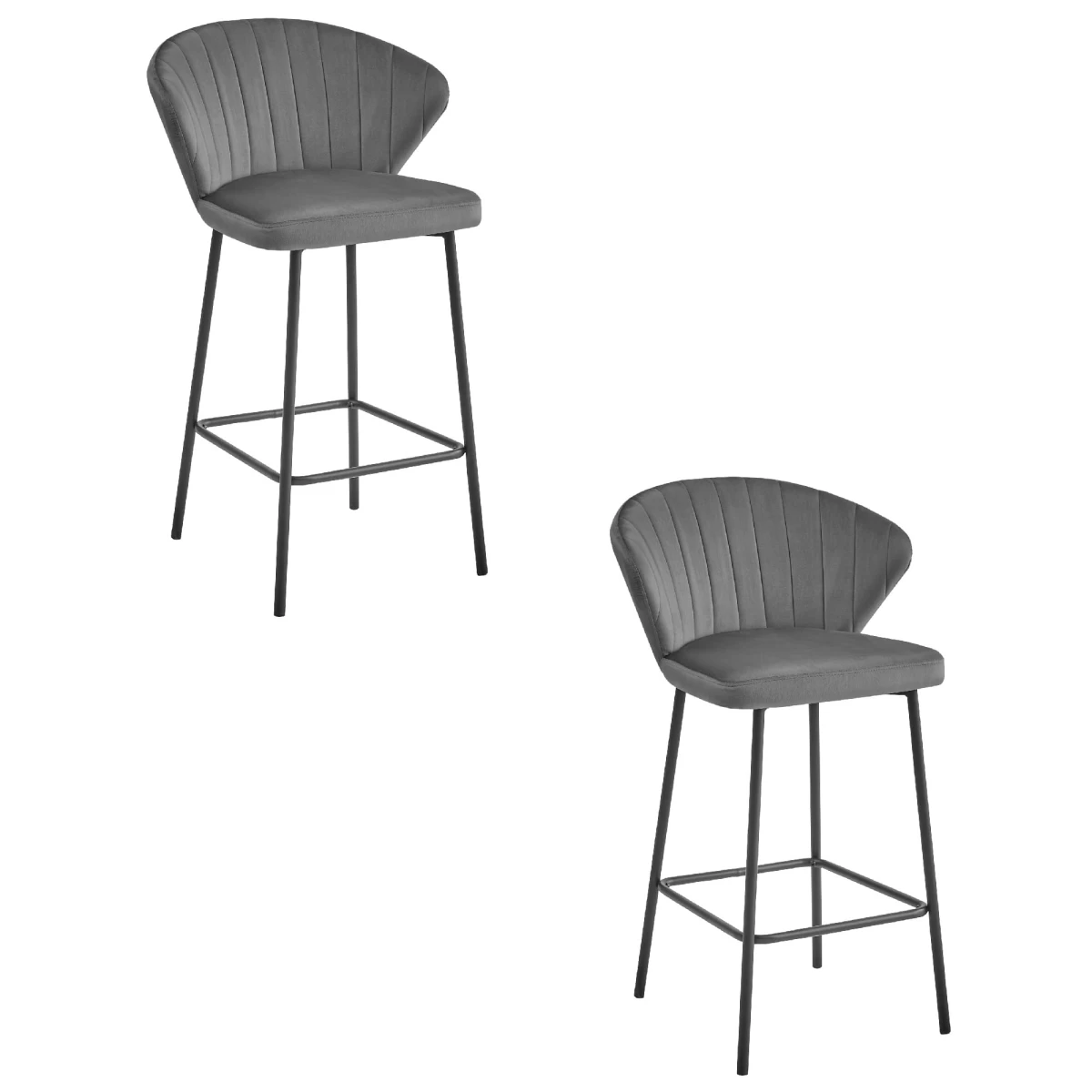 Hocker Gatta - Tamsiai Pilkas Aksomas / Juodos Kojos X 2