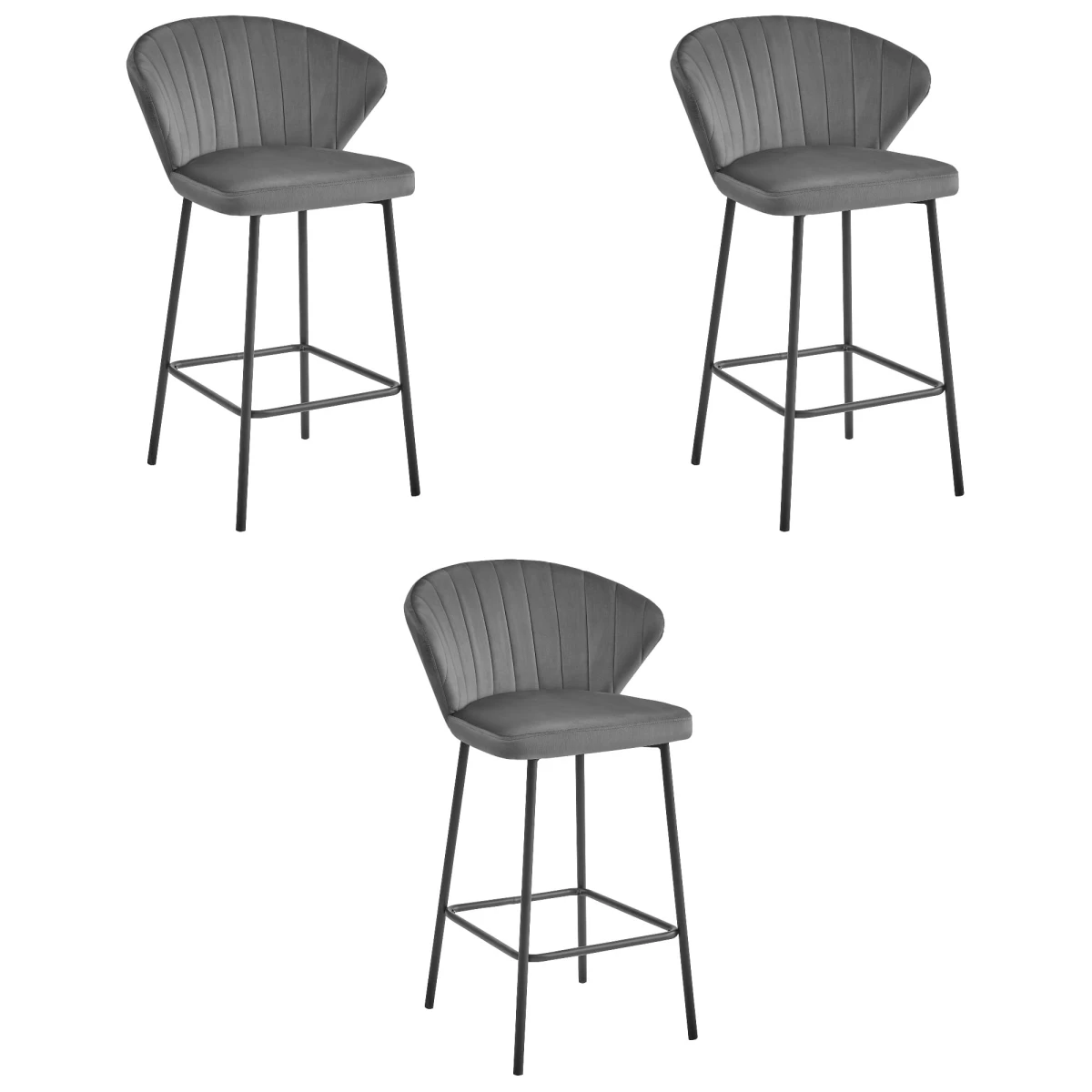 Hocker Gatta - Tamsiai Pilkas Aksomas / Juodos Kojos X 3