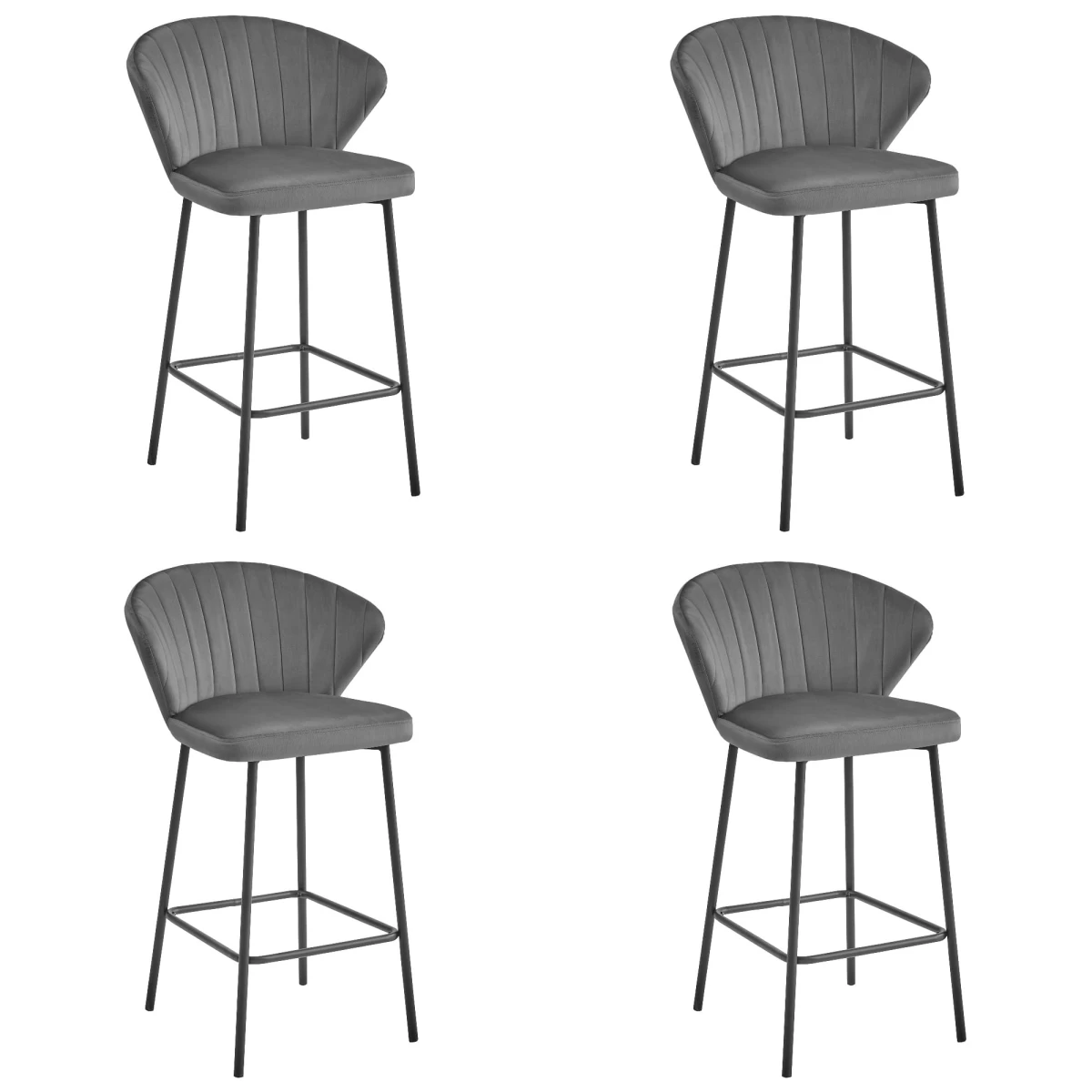 Hocker Gatta - Tamsiai Pilkas Aksomas / Juodos Kojos X 4