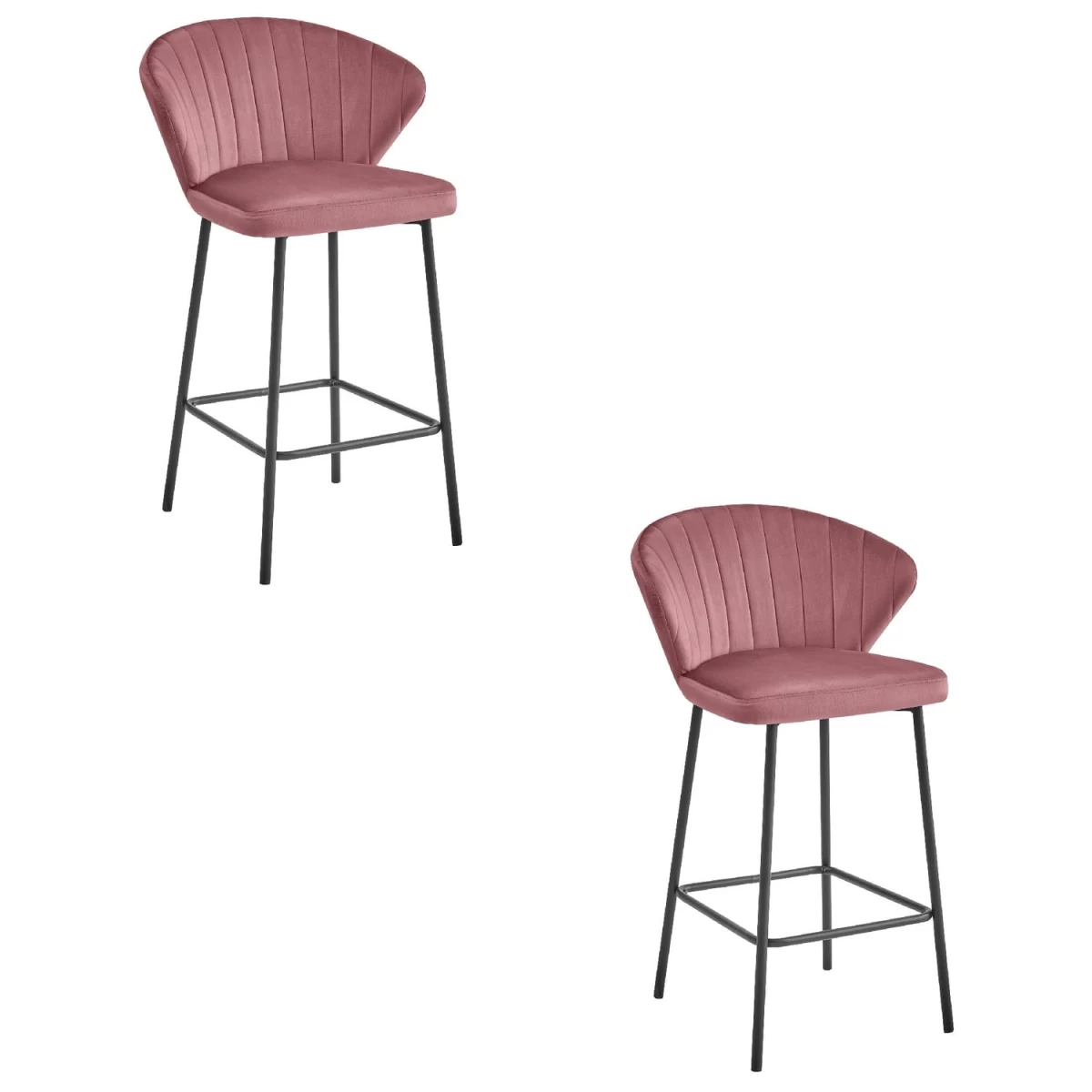 hocker Gatta - Tamsiai Rožinis Aksomas / Juodos Kojos X 2