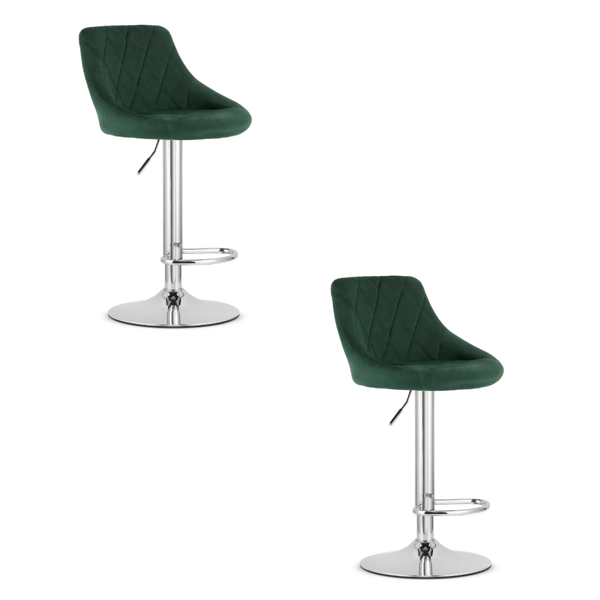 Hocker Kast - Aksominės žalios Spalvos / Chromo Pagrindas X 2