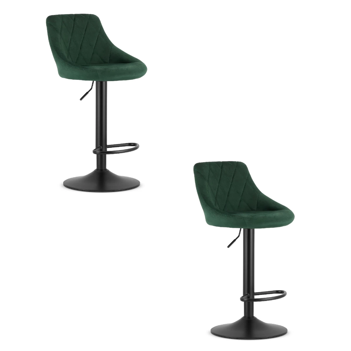 Hocker Kast - Aksominės žalios Spalvos / Juodos Spalvos Pagrindas X 2