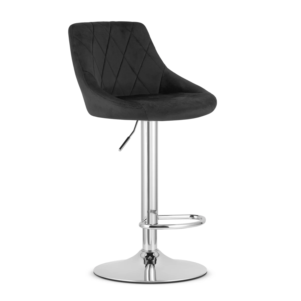 Hocker Kast - Juodas Aksomas / Chromuotas Pagrindas