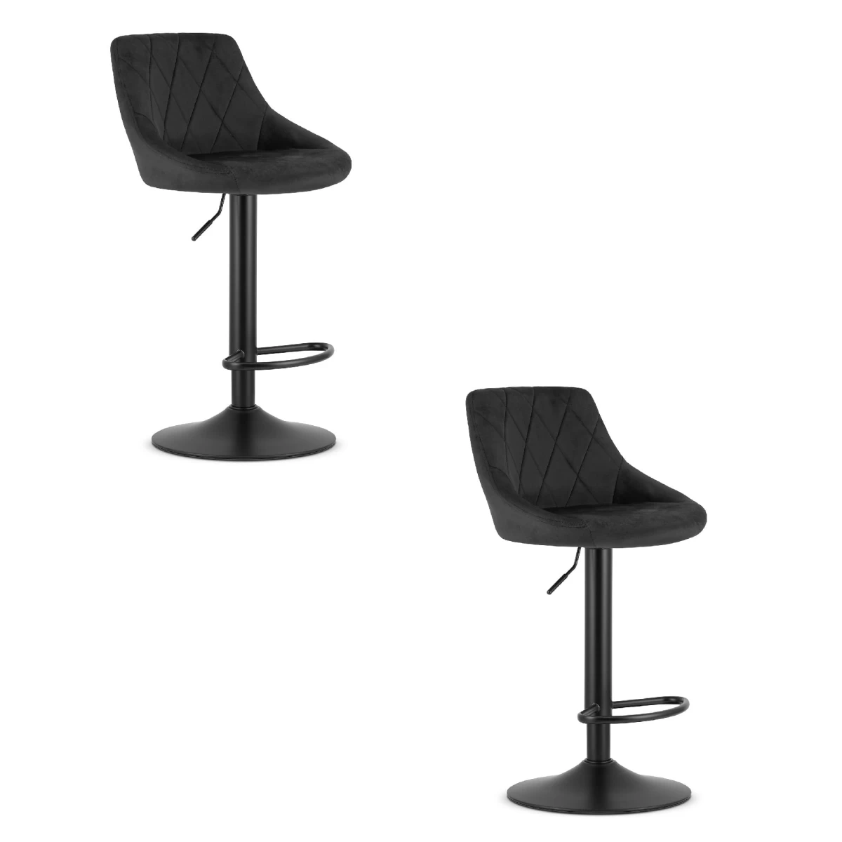 Hocker Kast - Juodas Aksomas / Juodas Pagrindas X 2