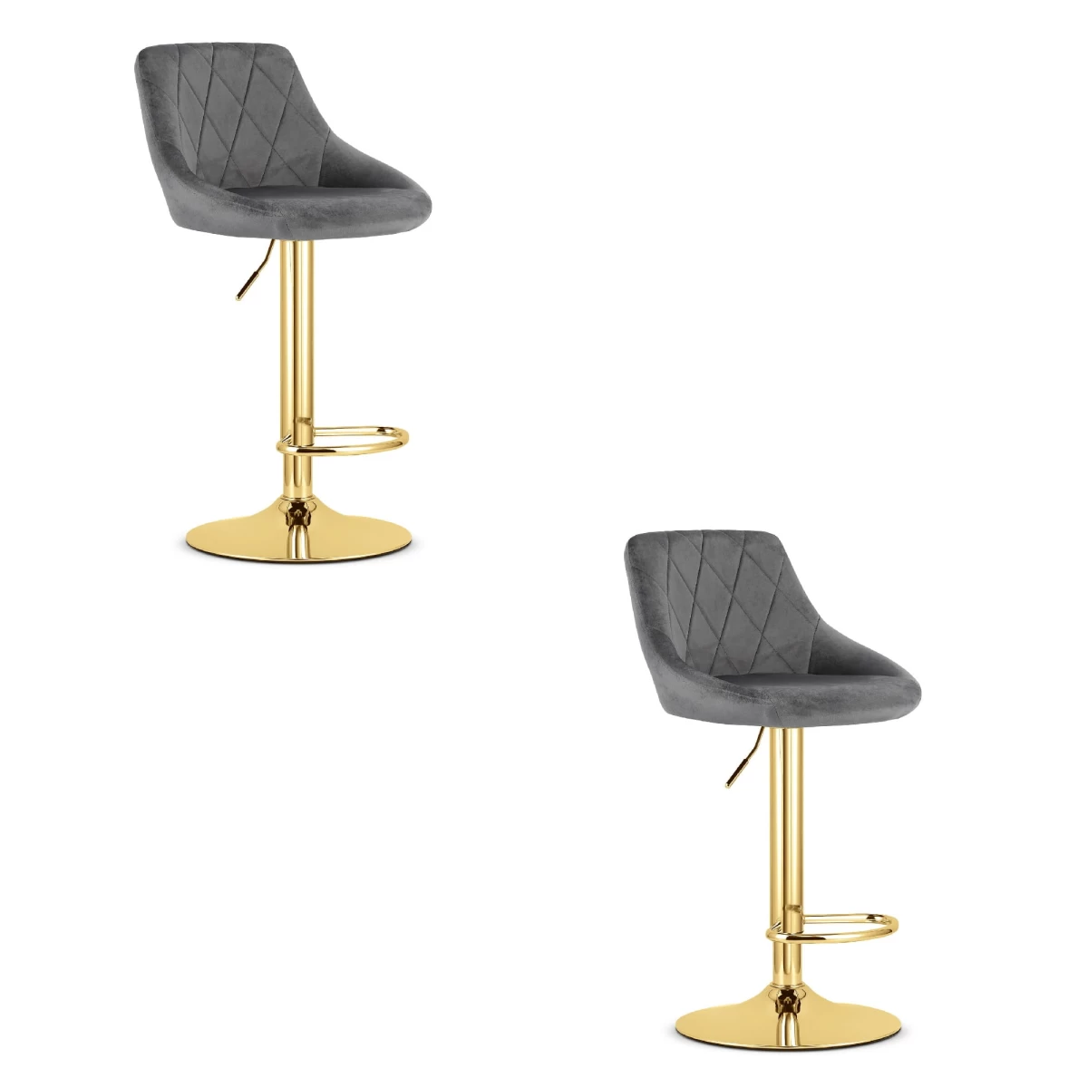 Hocker Kast - Pilkas Aksomas / Auksinis Pagrindas X 2