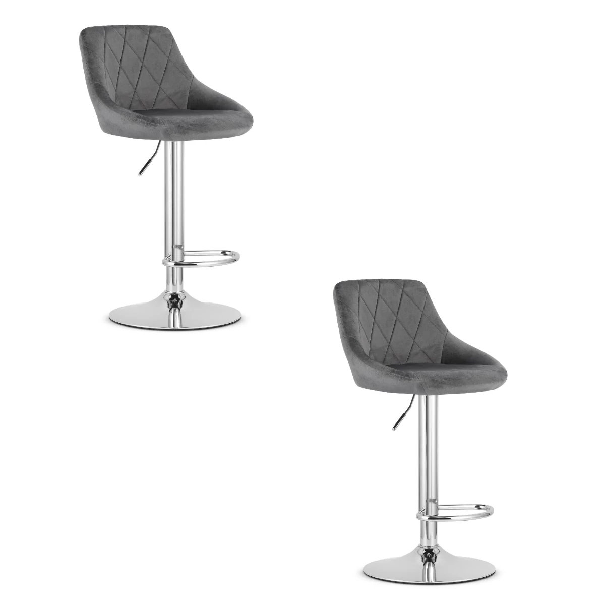Hocker Kast - Pilkas Aksomas / Chromuotas Pagrindas X 2