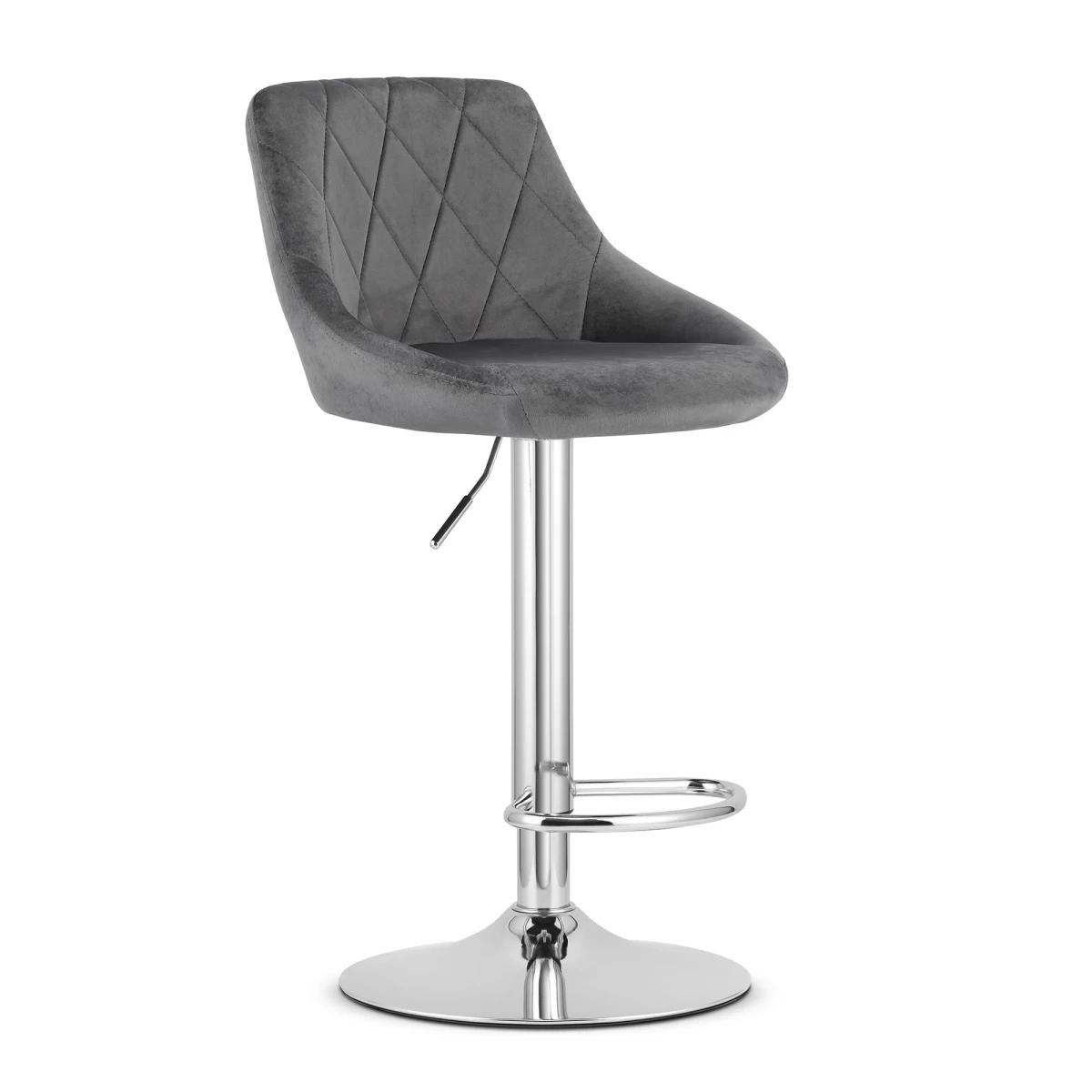 Hocker Kast - Pilkas Aksomas / Chromuotas Pagrindas