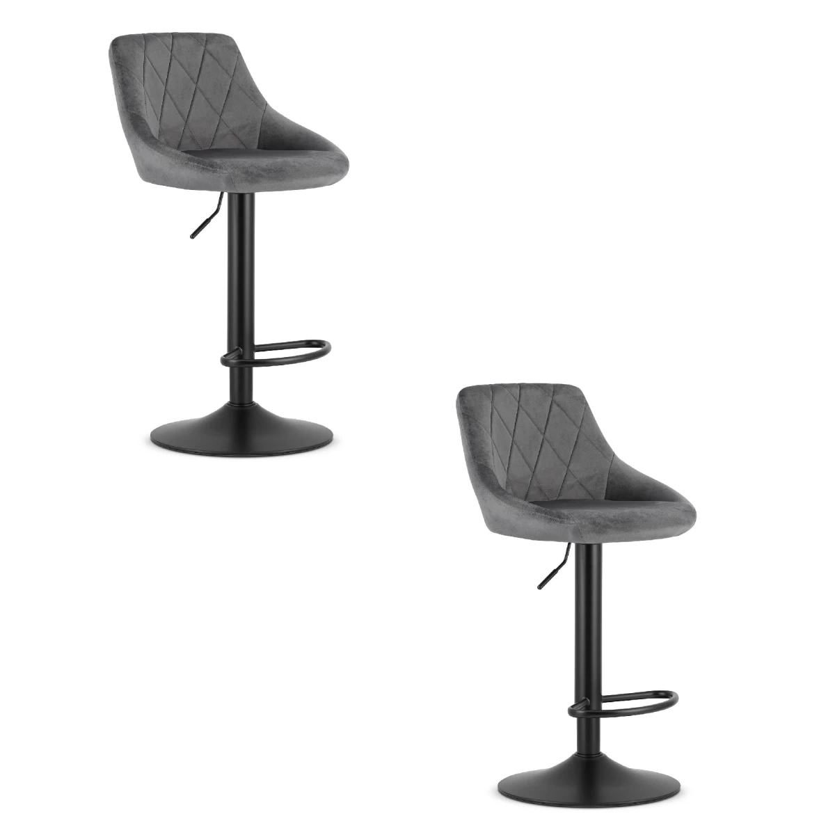 Hocker Kast - Pilkas Aksomas / Juodas Pagrindas X 2