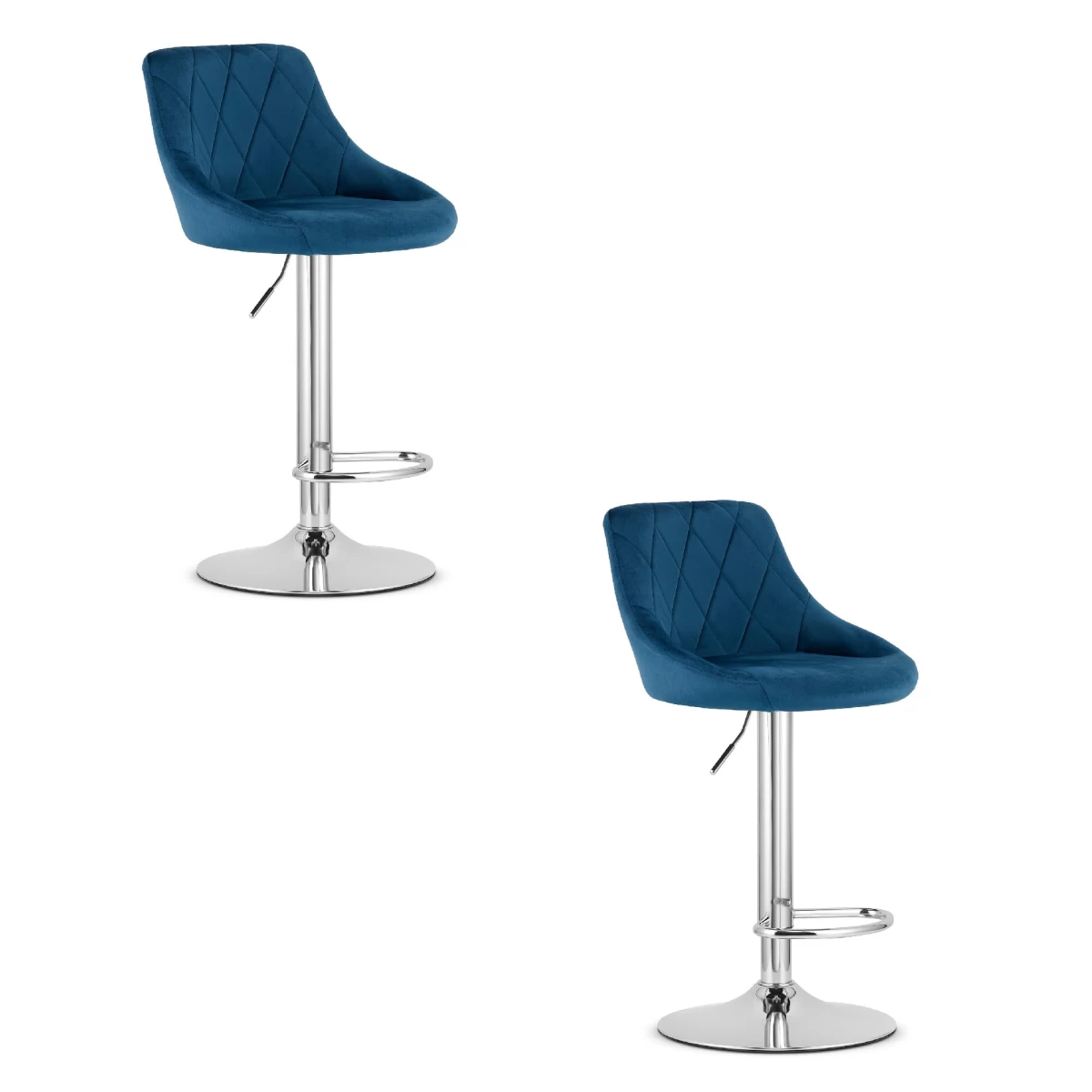 Hocker Kast - Tamsiai Mėlynas Aksomas / Chromuotas Pagrindas X 2