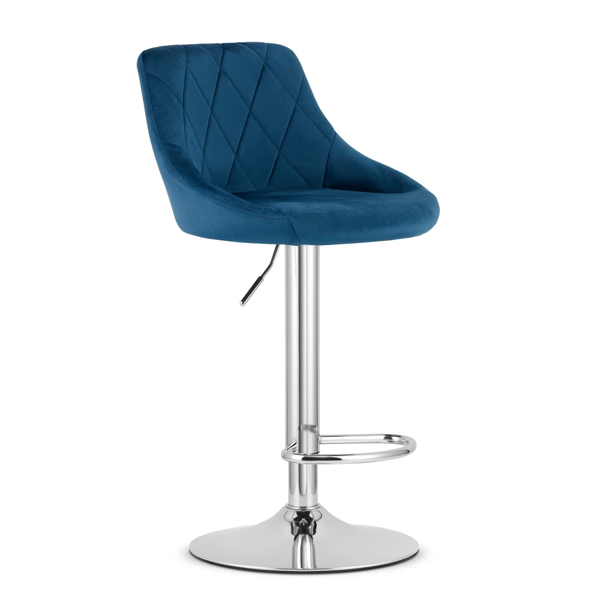 Hocker Kast - Tamsiai Mėlynas Aksomas / Chromuotas Pagrindas