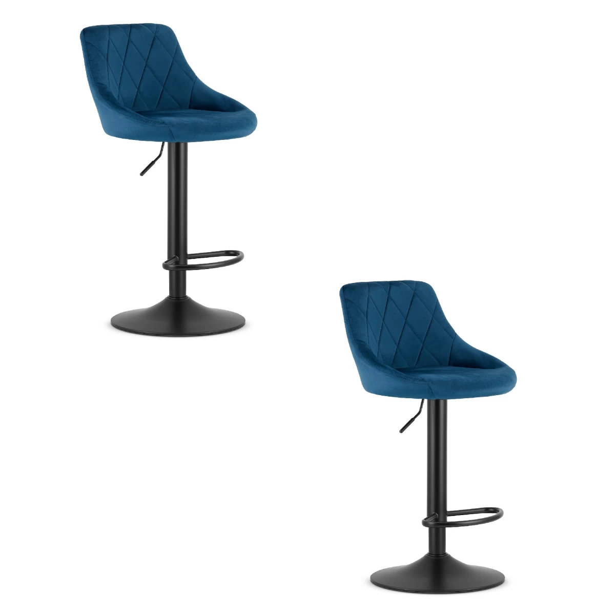Hocker Kast - Tamsiai Mėlynas Aksomas / Juodas Pagrindas X 2