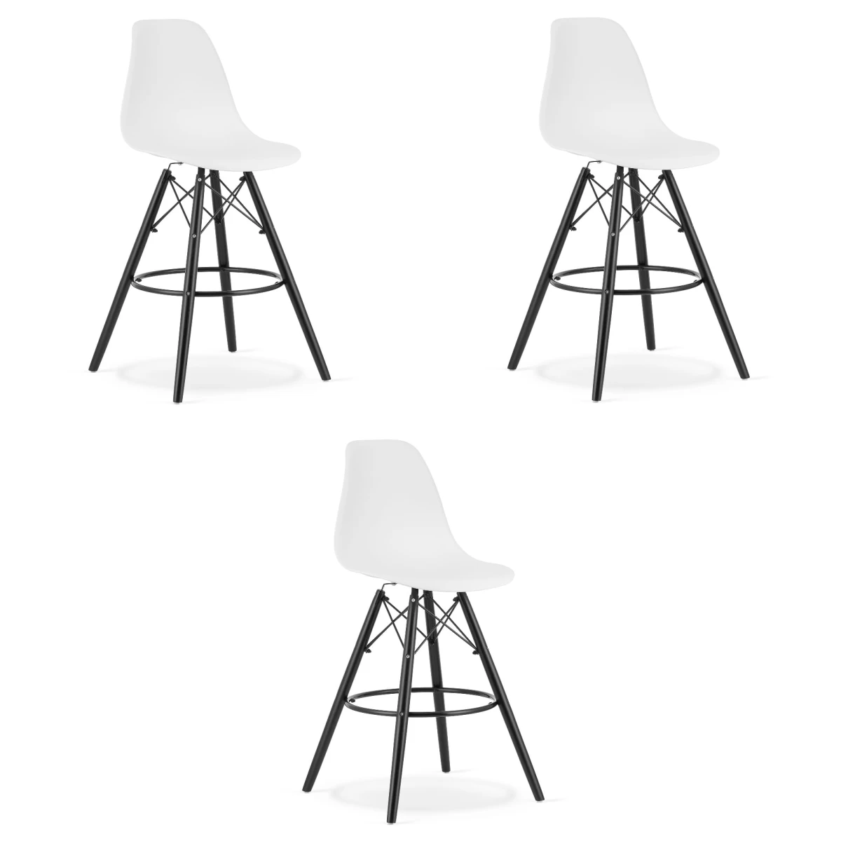 Hocker Lamal Balta / Kojos Juodos X 3