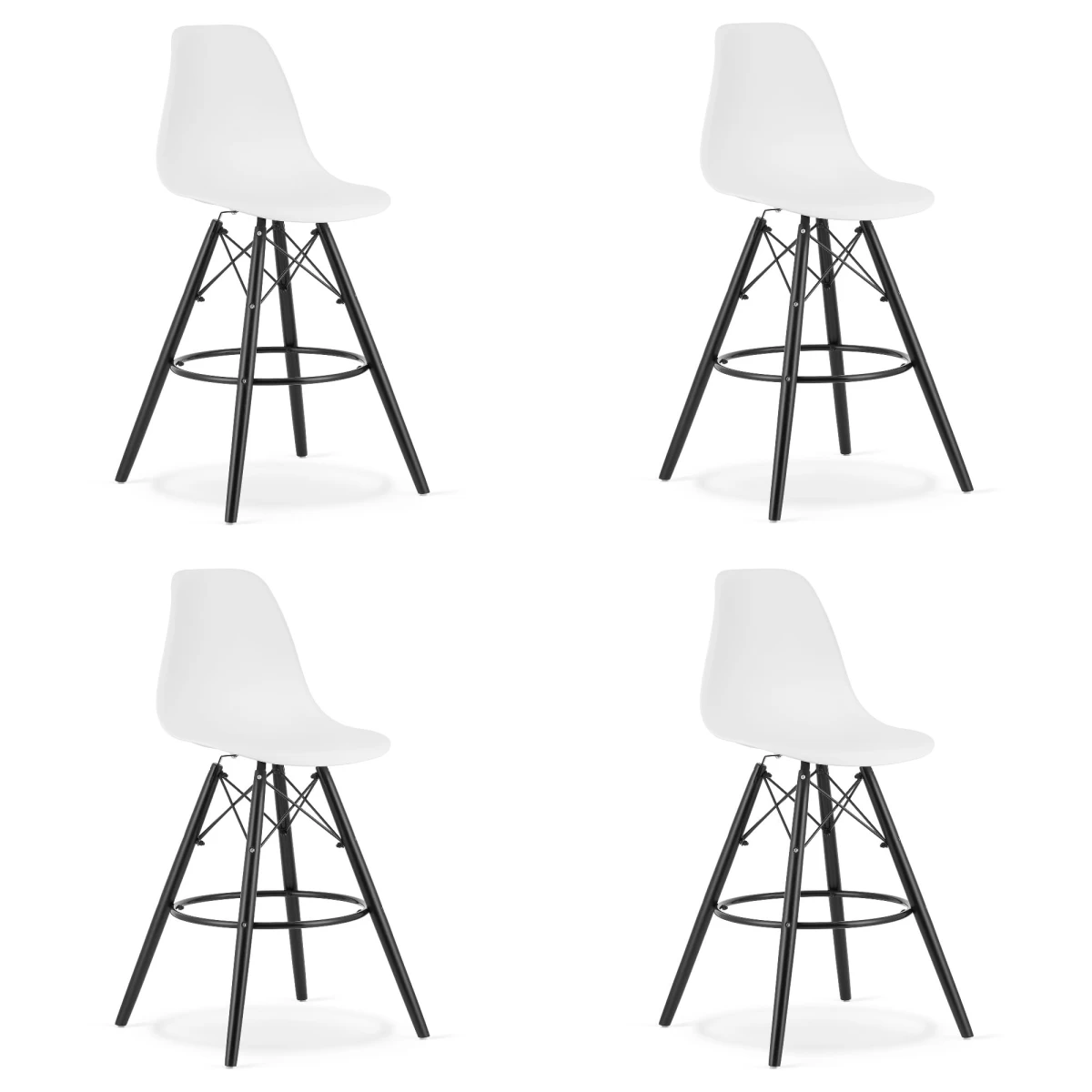Hocker Lamal Balta / Kojos Juodos X 4