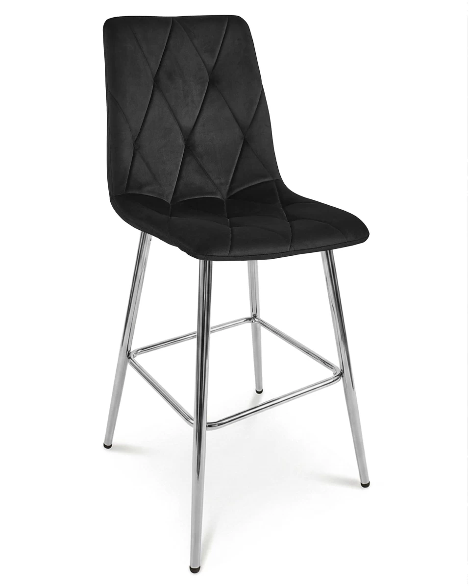 Hocker Libra - Juodas Aksomas / Chromuotos Kojos X 1